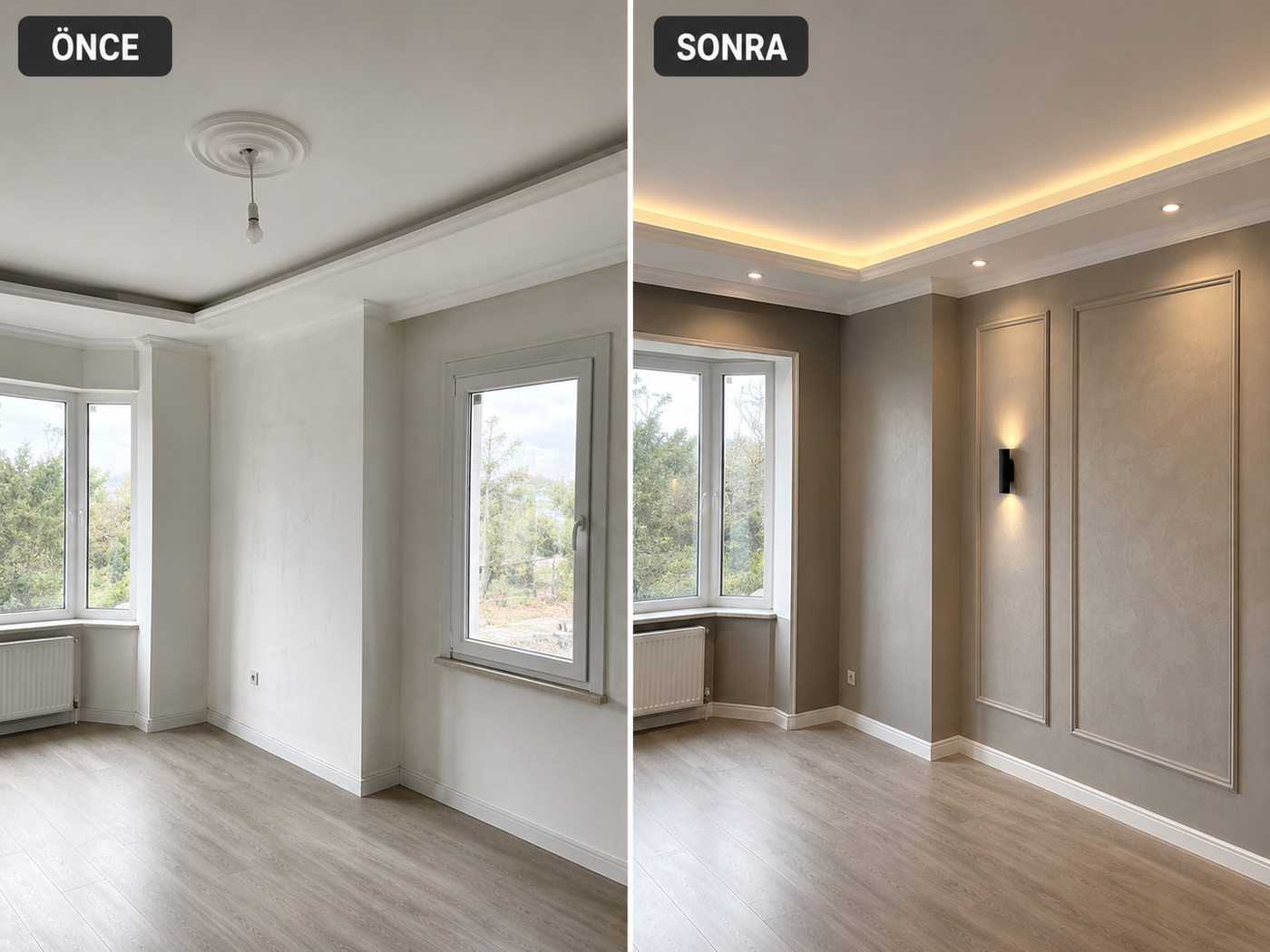 Alsancak iç cephe boya öncesi ve sonrası